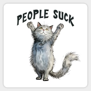 People Suck, announced loudly by adorable fluffy cat Sticker
